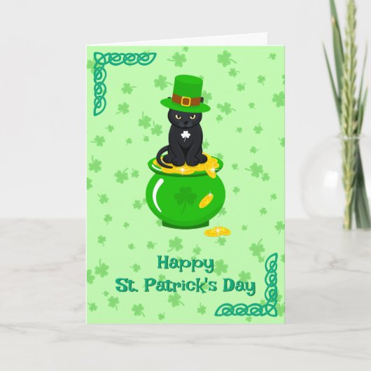 St. Patrick's Day Shamrock Pot van Gouden Zwarte K Kaart (Voorkant)
