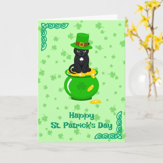 St. Patrick's Day Shamrock Pot van Gouden Zwarte K Kaart (Gele Bloem)