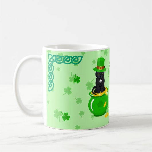 St. Patrick's Day Shamrock Pot van Gouden Zwarte K Koffiemok (Links)