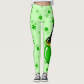 St. Patrick's Day Shamrock Pot van Gouden Zwarte K Leggings (Voorkant)