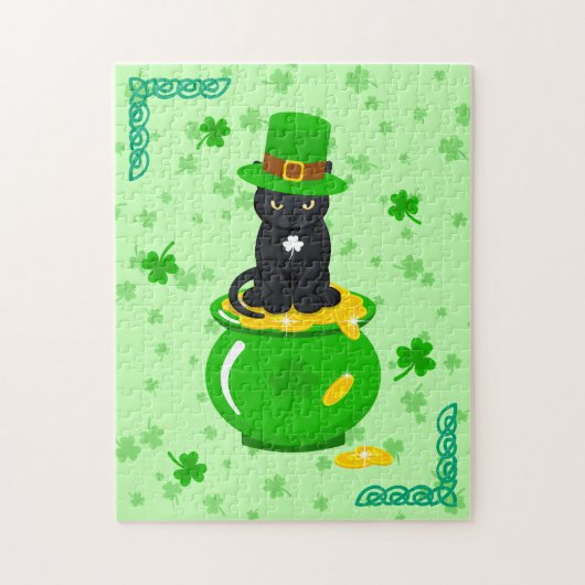 St. Patrick's Day Shamrock Pot van Gouden Zwarte K Legpuzzel (Verticaal)