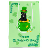 St. Patrick's Day Shamrock Pot van Gouden Zwarte K Medium Cadeauzakje (Achterkant)
