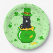 St. Patrick's Day Shamrock Pot van Gouden Zwarte K Papieren Bordje (Voorkant)