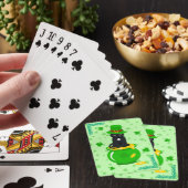 St. Patrick's Day Shamrock Pot van Gouden Zwarte K Pokerkaarten (Insitu)