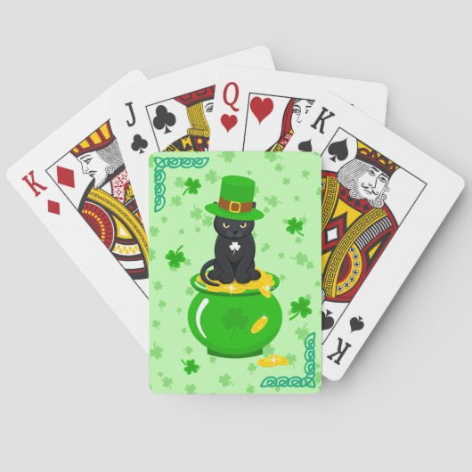 St. Patrick's Day Shamrock Pot van Gouden Zwarte K Pokerkaarten (Achterkant)