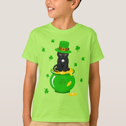 St. Patrick's Day Shamrock Pot van Gouden Zwarte K T-shirt (Voorkant)