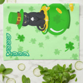 St. Patrick's Day Shamrock Pot van Gouden Zwarte K Theedoek (Gevouwen)