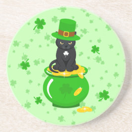 St. Patrick's Day Shamrock Pot van Gouden Zwarte K Zandsteen Onderzetter