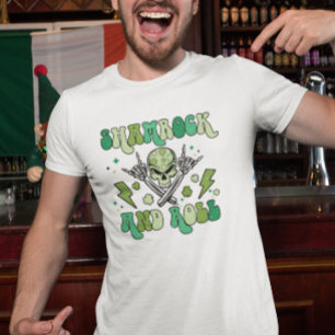 St. Patrick's Day Shamrock Rock Roll Klaver  T-shirt