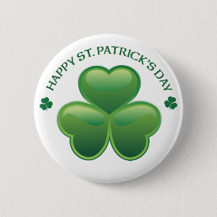 St Patricks Day Shamrock Ronde Button 5,7 Cm