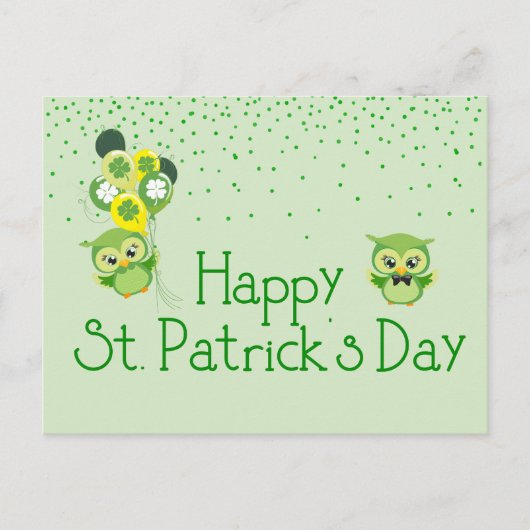 St. Patrick's Day Shamrock Schattigee groene uilen Briefkaart (Voorkant)