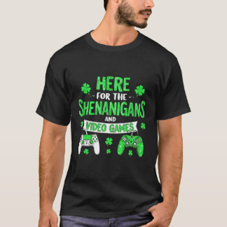 St Patrick's Day Shamrock Shenanigans gaming Iers T-shirt