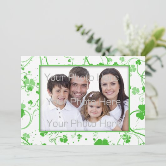 St. Patrick's Day, Shamrock Swirls Foto Kaart (Staand voorkant)
