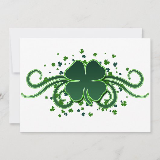 St. Patrick's Day Shamrock Swirls Invitation Kaart (Voorkant)