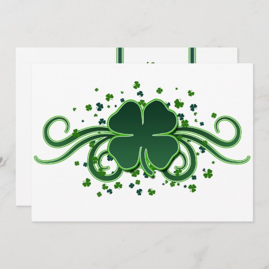 St. Patrick's Day Shamrock Swirls Invitation Kaart (Voorkant / Achterkant)