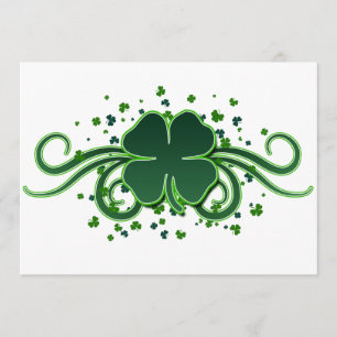 St. Patrick's Day Shamrock Swirls Invitation Kaart