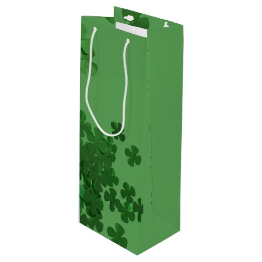 St. Patrick's Day Shamrock Wijn Cadeautas (Voorkant Gekanteld)
