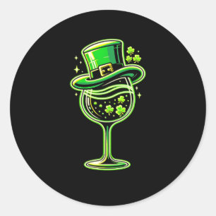 St Patrick's Day Shamrock Wine GL voor vrouwen Man Ronde Sticker