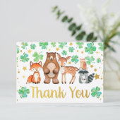 St Patrick's Day Shamrock Woodland Baby shower Bedankkaart (Staand voorkant)
