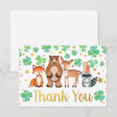 St Patrick's Day Shamrock Woodland Baby shower Bedankkaart (Voorkant / Achterkant)