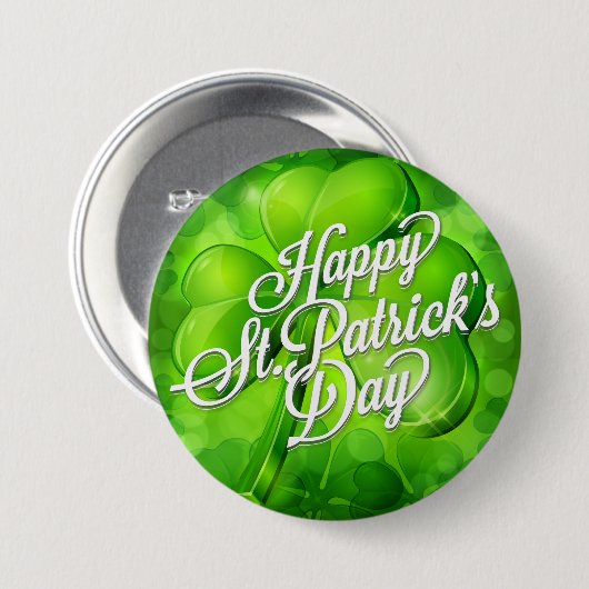 St. Patrick's Day - Shamrock & Word Art Ronde Button 7,6 Cm (Voorkant /achterkant)