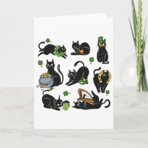 St. Patrick's Day Shamrock Zwarte Kat Ierse Katten Kaart