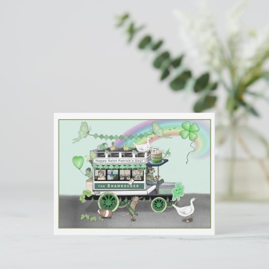 St. Patrick's Day Shamrocker Omnibus Post Kaart (Staand voorkant)
