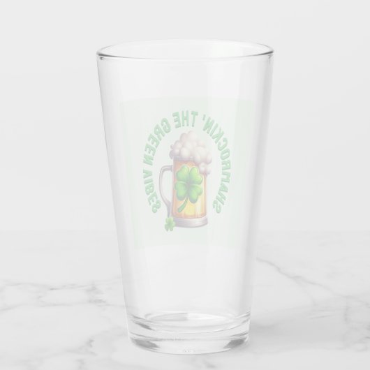 St. Patrick's Day Shamrockin' de Groene Vibes Glas (Achterkant)