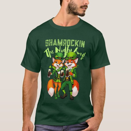 St Patrick's Day - Shamrockin Fox Leprechauns Fun T-shirt (Voorkant)