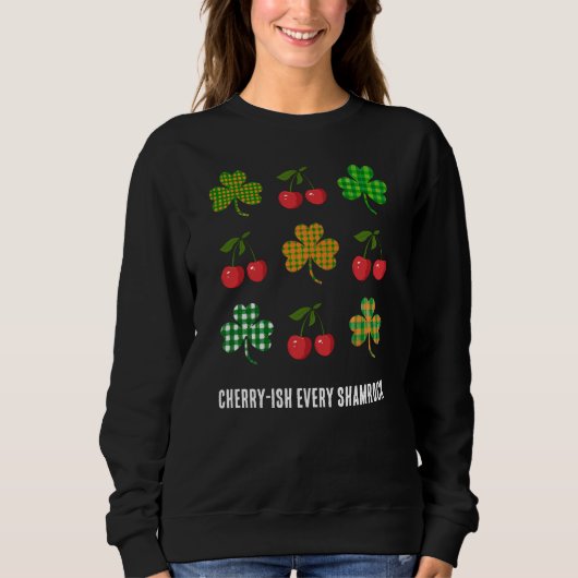 St Patrick's Day SHAMROCKS AND CHERRIES Coquette Trui (Voorkant)