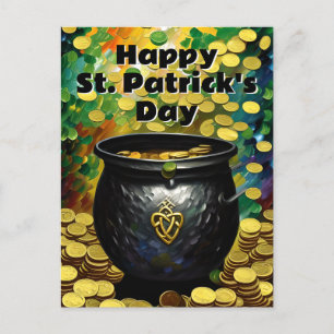 St. Patrick's Day Shamrocks and Pot of Gold Briefkaart