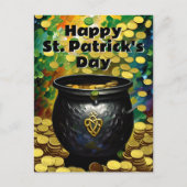 St. Patrick's Day Shamrocks and Pot of Gold Briefkaart (Voorkant)