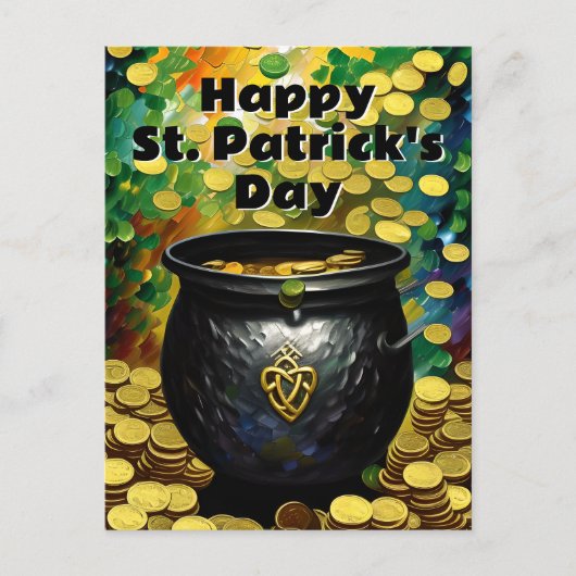 St. Patrick's Day Shamrocks and Pot of Gold Briefkaart (Voorkant)