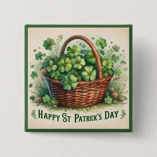 St Patrick's Day Shamrocks Button (Voorkant)
