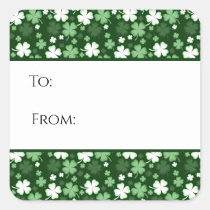 St. Patrick's Day Shamrocks Cadeaubijslage Vierkante Sticker