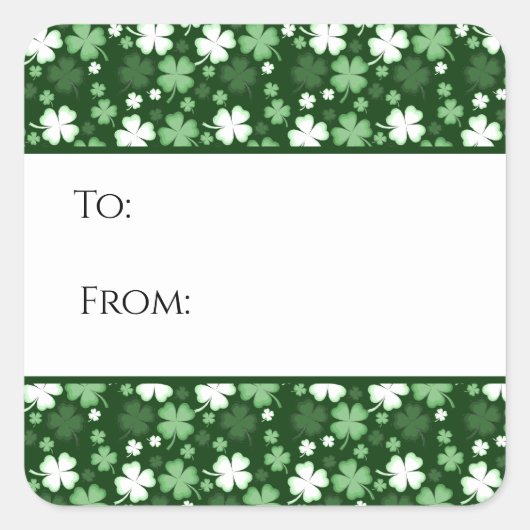 St. Patrick's Day Shamrocks Cadeaubijslage Vierkante Sticker (Voorkant)