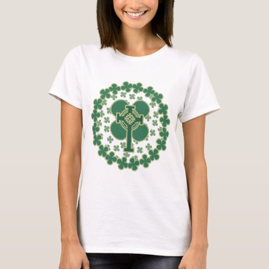 St. Patrick's Day Shamrocks Cross T-shirt (Voorkant)