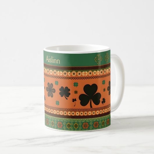 St. Patrick's Day Shamrocks en bloemen Koffiemok (Voorkant rechts)