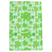 St Patrick's Day Shamrocks en Gingham Pattern Medium Cadeauzakje (Voorkant)
