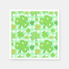 St Patrick's Day Shamrocks en Gingham Pattern Servet