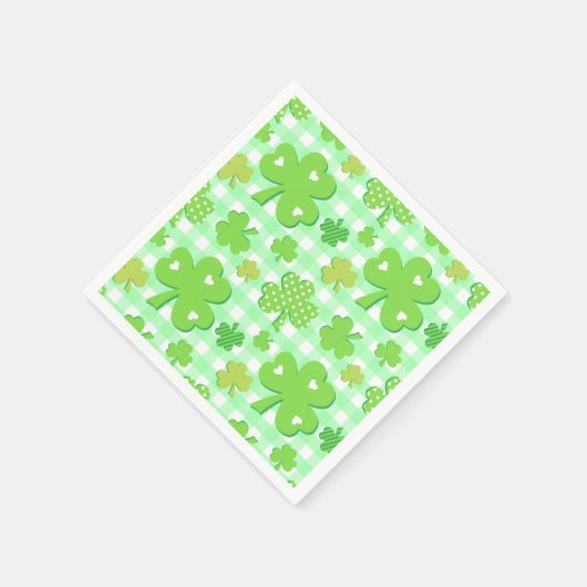 St Patrick's Day Shamrocks en Gingham Pattern Servet (Hoek)