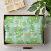 St Patrick's Day Shamrocks en Gingham Pattern Tissuepapier (Geschenk)