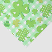 St Patrick's Day Shamrocks en Gingham Pattern Tissuepapier (Detail)