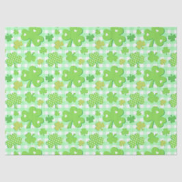 St Patrick's Day Shamrocks en Gingham Pattern Tissuepapier