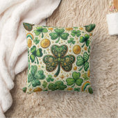 St. Patrick's Day Shamrocks en Gold Design Kussen (Deken)