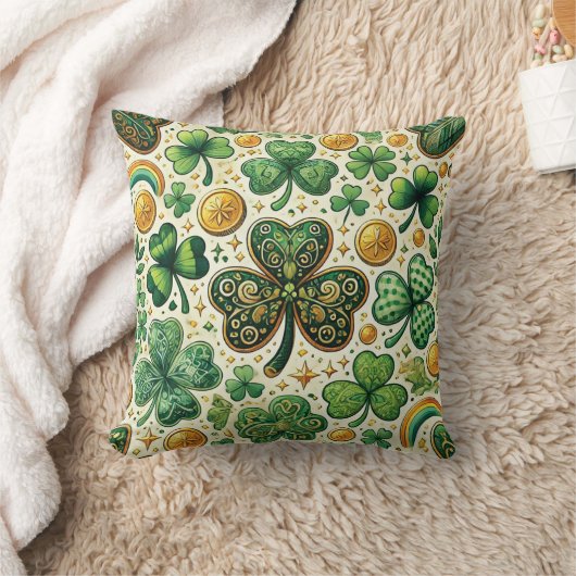 St. Patrick's Day Shamrocks en Gold Design Kussen (Deken)