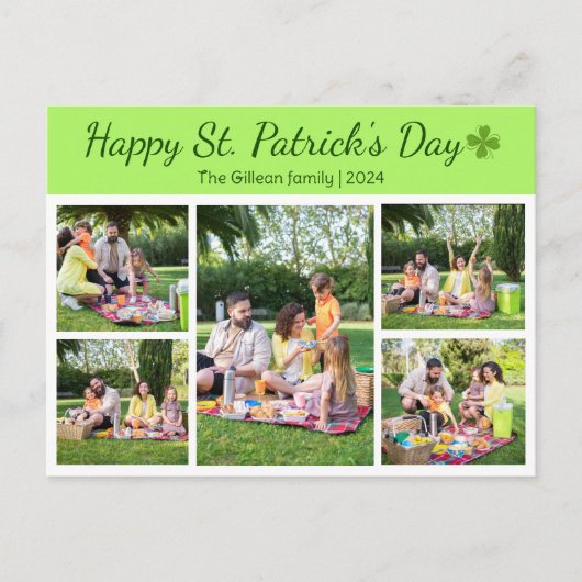 St. Patrick's day Shamrocks familie foto Collage Feestdagenkaart (Voorkant)
