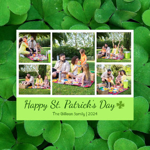 St. Patrick's day Shamrocks familie foto Collage Feestdagenkaart