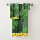 St. Patrick's Day Shamrocks Glitter Gold Drips Bad Handdoek (Insitu)