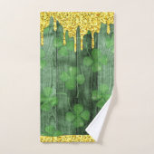 St. Patrick's Day Shamrocks Glitter Gold Drips Bad Handdoek (Handdoek)